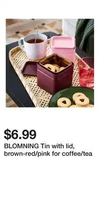IKEA BLOMNING Tin with lid, brown-red/pink for coffee/tea offer