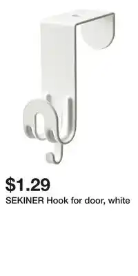 IKEA SEKINER Hook for door, white offer