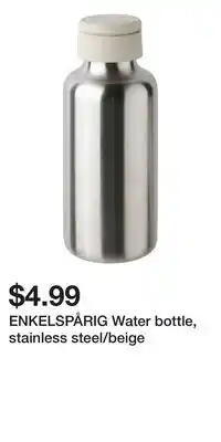 IKEA ENKELSPÅRIG Water bottle, stainless steel/beige offer