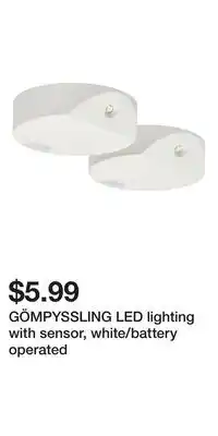 IKEA GÖMPYSSLING LED lighting with sensor, white/battery operated offer