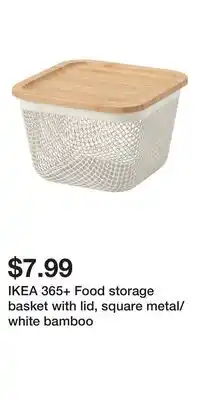 IKEA IKEA 365+ Food storage basket with lid, square metal/white bamboo offer