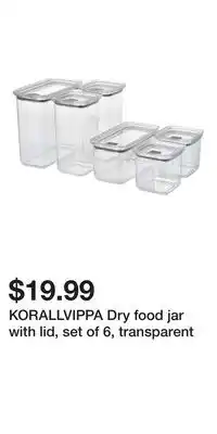 IKEA KORALLVIPPA Dry food jar with lid, set of 6, transparent offer
