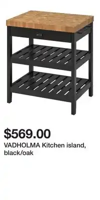 IKEA VADHOLMA Kitchen island, black/oak offer