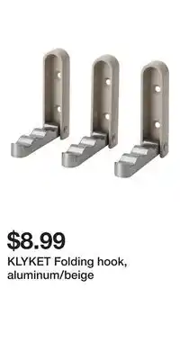 IKEA KLYKET Folding hook, aluminum/beige offer