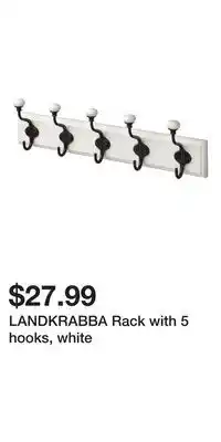 IKEA LANDKRABBA Rack with 5 hooks, white offer