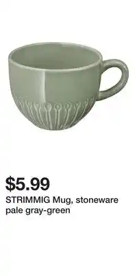 IKEA STRIMMIG Mug, stoneware pale gray-green offer