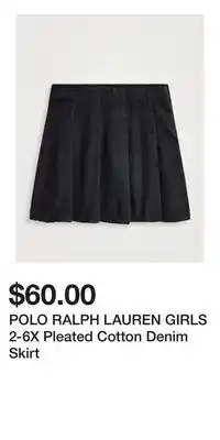 Holt Renfrew POLO RALPH LAUREN GIRLS 2-6X Pleated Cotton Denim Skirt offer
