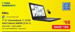 Visions Electronics Dell 11.6 Chromebook 11 3100 Intel Celeron N4000 (2-in-1) offer