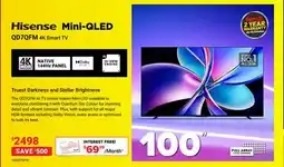 Visions Electronics Hisense Mini-QLED QD7QFM 4K Smart TV 100 offer