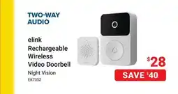 Visions Electronics elink Rechargeable Wireless Video Doorbell offer
