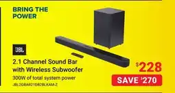 Visions Electronics JBL 2.1 Channel Sound Bar with Wireless Subwoofer offer