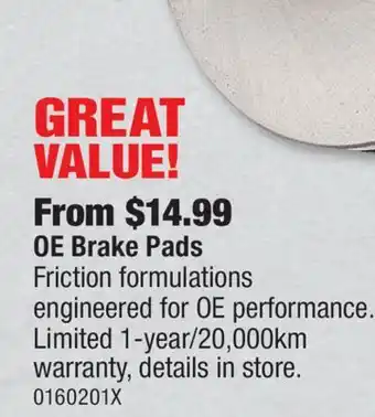 PartSource OE Brake Pads offer
