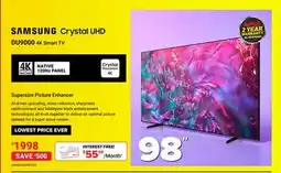 Visions Electronics SAMSUNG Crystal UHD DU9000 4K Smart TV 98 offer