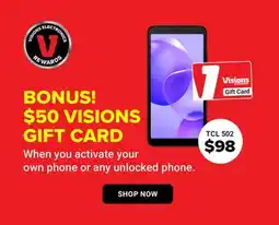 Visions Electronics BONUS! $50 VISIONS GIFT CARD offer