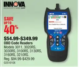 PartSource INNOVA OBD Code Readers offer