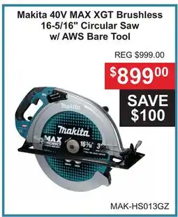 Atlas Tools & Machinery Makita 40V MAX XGT Brushless 16-5/16 Circular Saw w/ AWS Bare Tool offer