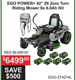 Atlas Tools & Machinery EGO POWER+ 42 Z6 Zero Turn Riding Mower 6x 6.0Ah Kit offer