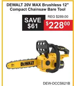 Atlas Tools & Machinery DEWALT 20V MAX Brushless 12 Compact Chainsaw Bare Tool offer