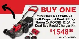 Atlas Tools & Machinery Milwaukee M18 FUEL 21 Self-Propelled Dual Battery Mower 2x FORGE 12.0Ah + Dual Bay Rapid Charger Kit offer