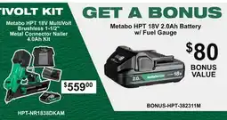 Atlas Tools & Machinery Metabo HPT 18V MultiVolt Brushless 1-1/2 Metal Connector Nailer 4.0Ah Kit offer
