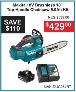 Atlas Tools & Machinery Makita 18V Brushless 10 Top-Handle Chainsaw 5.0Ah Kit offer