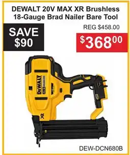 Atlas Tools & Machinery DEWALT 20V MAX XR Brushless 18-Gauge Brad Nailer Bare Tool offer