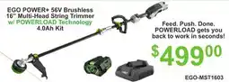 Atlas Tools & Machinery EGO POWER+ 56V Brushless 16 Multi-Head String Trimmer w/ POWERLOAD Technology 4.0Ah Kit offer