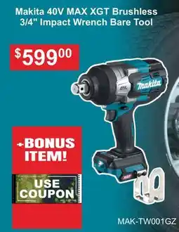 Atlas Tools & Machinery Makita 40V MAX XGT Brushless 3/4 Impact Wrench offer
