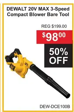 Atlas Tools & Machinery DEWALT 20V MAX 3-Speed Compact Blower Bare Tool offer