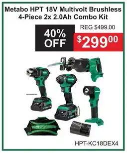 Atlas Tools & Machinery Metabo HPT 18V Multivolt Brushless 4-Piece 2x 2.0Ah Combo Kit offer