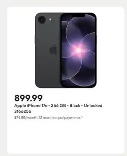 Staples Apple iPhone 17e - 256 GB - Black - Unlocked offer