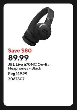 Staples JBL Live 670NC On-Ear Heaphones - Black offer