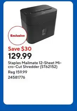 Staples Staples Mailmate 12-Sheet Micro-Cut Shredder (ST62152) offer