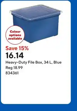 Staples Heavy-Duty File Box, 34 L, Blue offer
