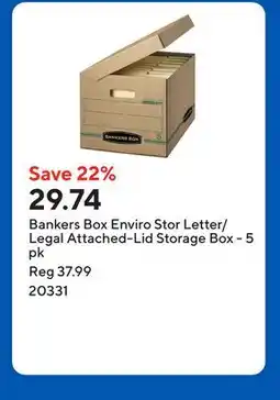 Staples Bankers Box Enviro Stor Letter/Legal Attached-Lid Storage Box offer