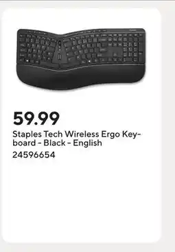 Staples Staples Tech Wireless Ergo Keyboard - Black - English offer