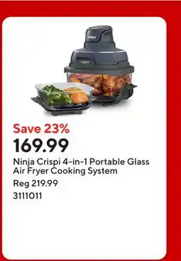 Staples Ninja Crispi 4-in-1 Portable Glass Air Fryer Cooking System offer