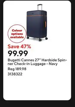 Staples Bugatti Cannes 27 Hardside Spinner Check-in Luggage - Navy offer