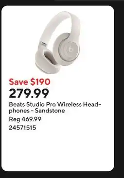 Staples Beats Studio Pro Wireless Headphones - Sandstone offer