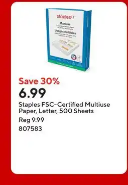 Staples Staples FSC-Certified Multiuse Paper, Letter, 500 Sheets offer