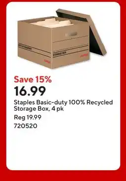 Staples Staples Basic-duty 100% Recycled Storage Box offer