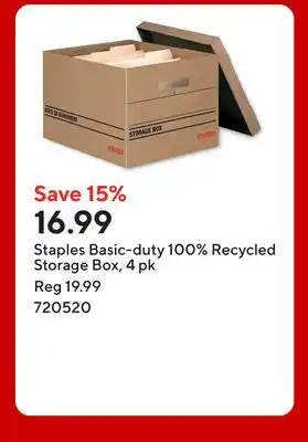 Staples Staples Basic-duty 100% Recycled Storage Box offer