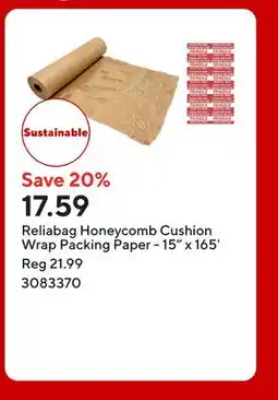 Staples Reliabag Honeycomb Cushion Wrap Packing Paper - 15 x 165' offer