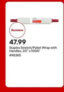Staples Staples Stretch/Pallet Wrap with Handles, 20 x 1000' offer