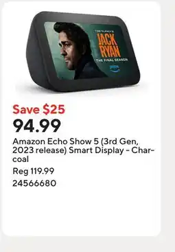 Staples Amazon Echo Show 5 (3rd Gen, 2023 release) Smart Display - Charcoal offer