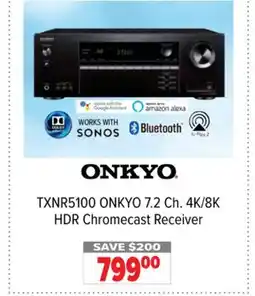 2001 Audio Video TXNR5100 - ONKYO 7.2 Ch. 4K/8K HDR Chromecast Receiver offer