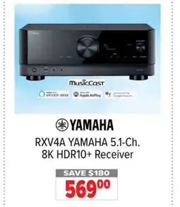 2001 Audio Video RXV4A YAMAHA 5.1-Ch. 8K HDR10+ Receiver offer