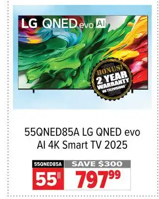 2001 Audio Video 55QNED85A 55 LG QNED evo AI 4K Smart TV 2025 offer