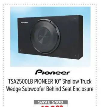 2001 Audio Video TSA2500LB PIONEER 10 Shallow Truck Wedge Subwoofer Behind Seat Enclosure offer