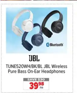 2001 Audio Video TUNE520WH/BK/BL JBL Wireless Pure Bass On-Ear Headphones offer